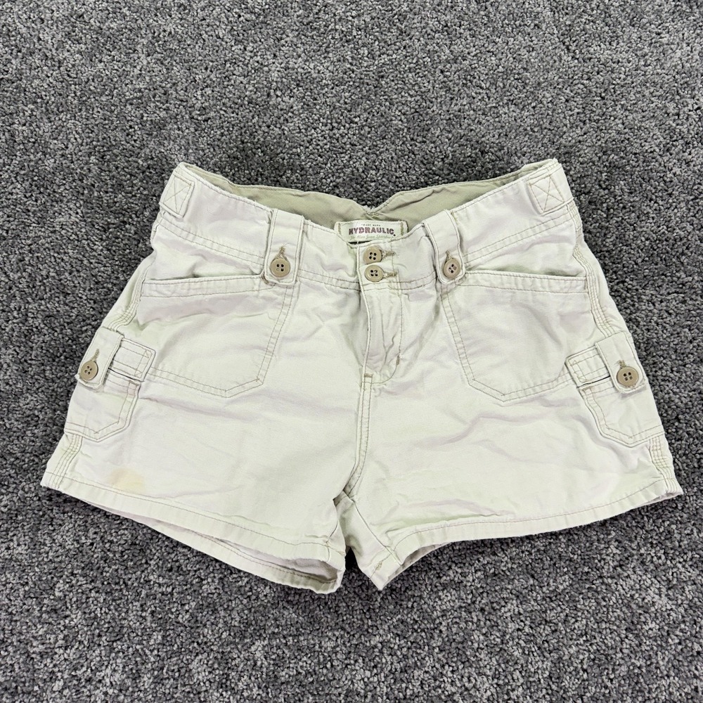 Hydraulic Shorts Womens 7/8 Beige Cargo Twill Pockets Casual Summer City Outdoor - Picture 1 of 10
